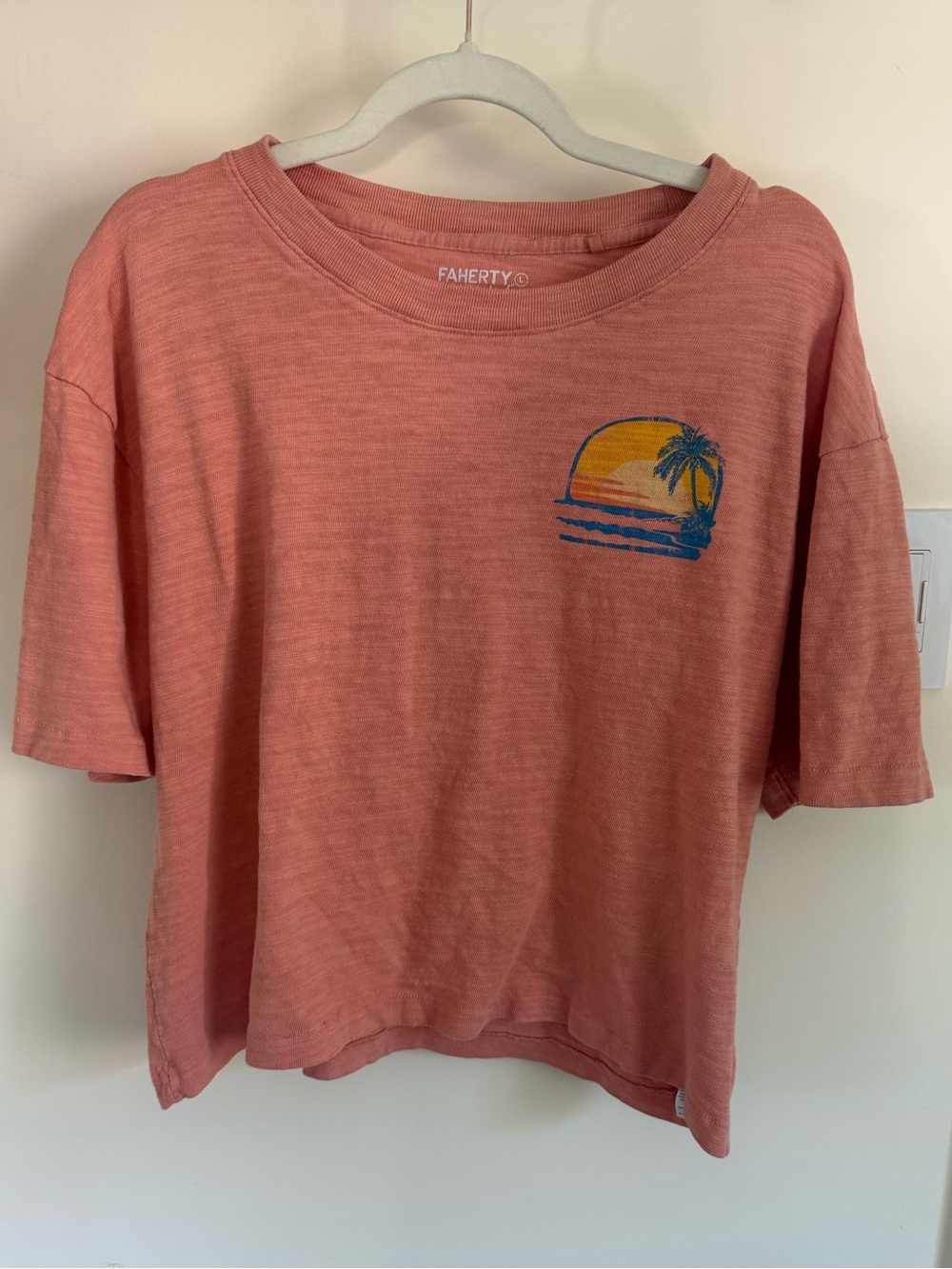 Faherty Sunwashed Slub Organic Cotton Palm Tree Graphic T-Shirt size XL